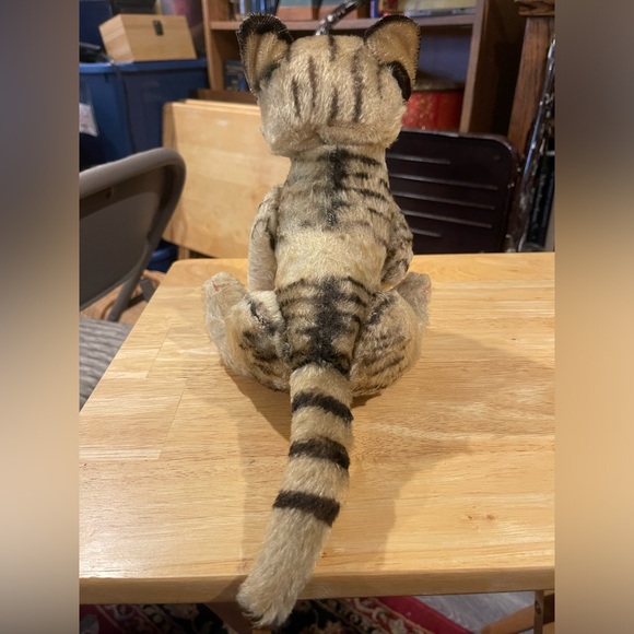 SOLD Steiff Mohair Tabby Cat Fully Articulated/Jointed 1950s No Button One Owner - Picture 5 of 13